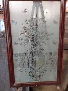 lot 4308 image: framed frosted glass 23 and 12 in wide 37 12 in tall