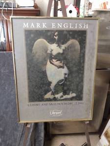 lot 4313 image: framed poster by Mark English 1981 glass will need cleaned 22 and 12 in wide 29 12 in tall