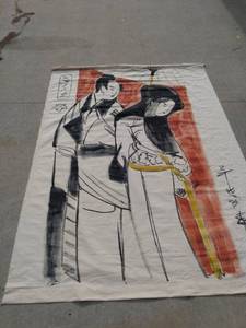 lot 4316 image: Oriental painting on canvas 58 in wide 83 in Long