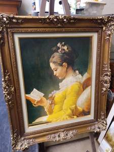 lot 4327 image: framed print called girl reading 23 in wide 27 in tall