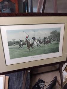 lot 4331 image: framed print of Polo grounds called a question of pace by George wright Pina 33 in wide 23 in tall