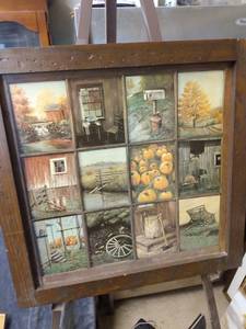 lot 4332 image: framed print of farm scenes 25 and a quarter inches wide 24 and 12 in tall