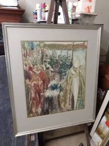 lot 4334 image: framed print of the Pope and followers 24 and 12 in wide 28 and a quarter inches tall