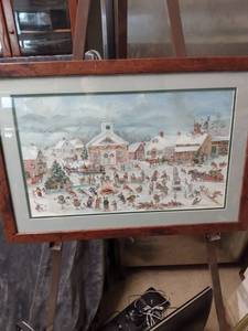 lot 4338 image: framed print of the animal Kingdom Christmas by T. Tudor 27 in wide 18 in tall