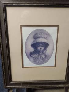 lot 4340 image: framed print of little girl 20 in wide 24 inches tall