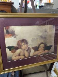 lot 4359 image: framed print of two cherubs 31 and 12 in wide 25 and 12 in tall