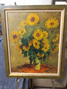 lot 4363 image: framed print of sunflowers by Claude Monet 29 in wide 35 in tall was a gift in April 14th 1969