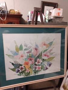 lot 4367 image: framed watercolor print 35 inches wide 28 in tall