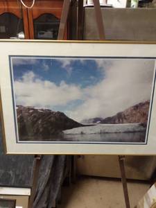 lot 4369 image: framed picture of ice cap 32 in wide 22 12 in tall