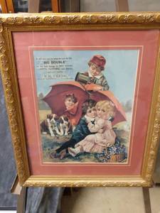 lot 4370 image: beautifully framed advertisement 17 and 12 in wide 20 in tall