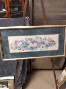 lot 4371 image: framed signed print of fruit 32 in wide 16 in tall