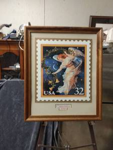 lot 4375 image: framed print of a postage stamp Christmas 1995 18 and 12 in wide 22 12 in tall