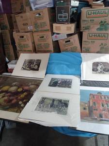 lot 4388 image: 6 pieces of unframed art