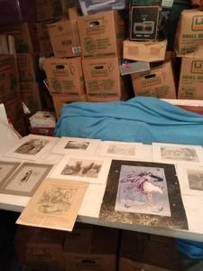 lot 4416 image: 10 pieces of flat art
