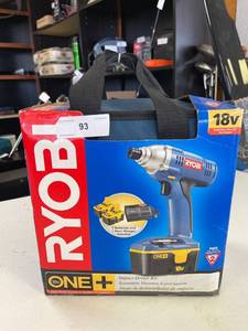 lot 93 image: ryobi 18 volt impact driver new with 2 batteries and charger