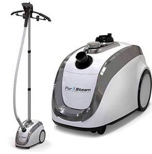 lot 65601 image: PurSteam -2020 Official Partner of Fashion-Full Size Steamer for Clothes, Garments, Fabric-Professional Heavy Duty - 4 Steam Levels, Perfect Continuous Steam