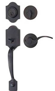 lot 65613 image: Amazon Basics Handleset with Shelby Lever - Single Cylinder - Oil Rubbed Bronze