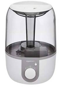 lot 65618 image: Amazon Basics Ultrasonic Cool Mist Humidifier with Essential Oil Diffuser and Nightlight, Knob Control - 4 Liter, White
