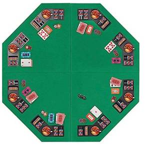 lot 65624 image: VIVOHOME 48 Inch Foldable 8-Player Texas Poker Card Tabletop Layout Portable Anti-Slip Rubber Board Game Mat with Cup Holders and Carrying Bag