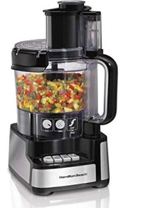 lot 65626 image: Hamilton Beach 12-Cup Stack & Snap Food Processor & Vegetable Chopper, Black