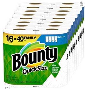 lot 65643 image: Bounty Quick-Size Paper Towels, 16 Family Rolls  40 Regular Rolls