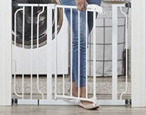 lot 65653 image: Regalo Easy Step 38.5-Inch Extra Wide Walk Thru Baby Gate, Includes 6-Inch Extension Kit, 4 Pack Pressure Mount Kit, 4 Pack Wall Cups and Mounting Kit
