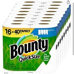 lot 65663 image: Bounty Quick-Size Paper Towels, 16 Family Rolls  40 Regular Rolls