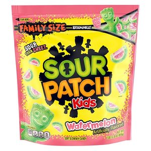 lot 13010 image: Sour Patch Kids Watermelon Candy, Original Flavor, 1 Family Size Bag (1.8 lb) 4 COUNT