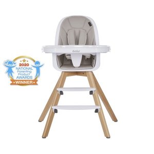 lot 13023 image: Evolur Zoodle 3-in-1 High Chair Booster Feeding Chair with Modern Design, Gray