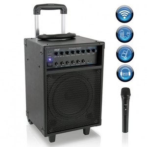lot 13087 image: PYLE PWMA230BT - Wireless Portable Bluetooth PA Speaker System, Built-in Rechargeable Battery, Wireless Microphone, 400 Watt