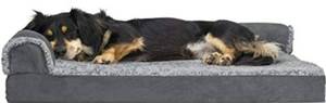 lot 13090 image: JUMBO FAUX FUR TWO TONE DOG HOUSE CHAISE LOUNGE ORTHOPEDIC SOFA PET BED