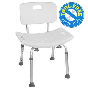 lot 13092 image: Vaunn Medical Tool-Free Spa Bathtub Adjustable Shower Chair Seat Bench with Removable Back