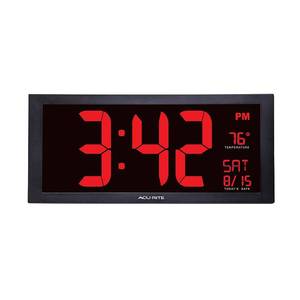 lot 13099 image: 18-inch Jumbo Digit Calendar Clock with Indoor Temperature