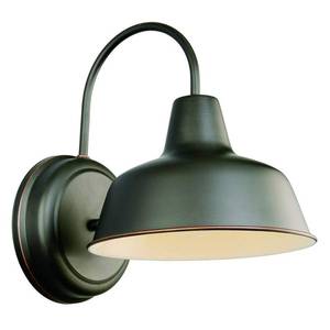 lot 13145 image: Design House 519504 Mason Industrial Modern 1-Light IndoorOutdoor Wall Mount 8 Light with Metal Shade for Porch Entryway Barn, Oil Rubbed Bronze