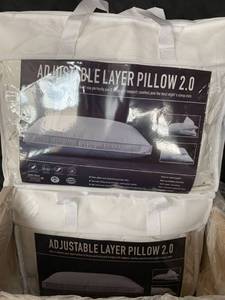 lot 13156 image: Set of 2 - Adjustable Layer Pillow - White