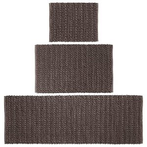 lot 13159 image: mDesign 100% Cotton Luxury Rectangular Spa Mat Rugs, Plush Water Absorbent - for Bathroom Vanity, BathtubShower, Machine Washable - Braided Design - Runner, Standard & Small Rug, Set of 3 - Brown