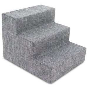 lot 13187 image: Best Pet Supplies Foam Pet Stairs 3-Step - Gray Linen, Small (15 x 13.5 x 18 inches)