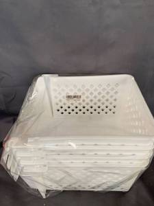 lot 13354 image: Titan Mail Stackable Storage Bins White 4Pc