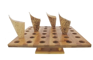 lot 13121 image: Bamboomn 13 X 13 Natural Bamboo Square Food Cone Display Tamaki Stand For R...
