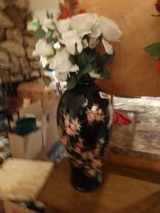 lot 33064 image: Tall decorative vase w faux flowers