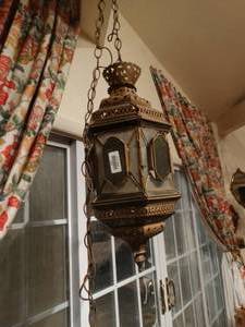 lot 33097 image: Antique hanging light fixture