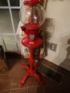 lot 33102 image: Antique Carousel gumball machine w stand