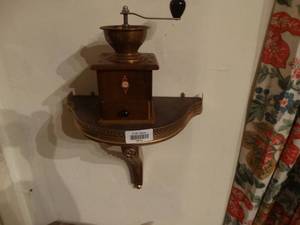 lot 33141 image: Wall shelf & coffee grinder