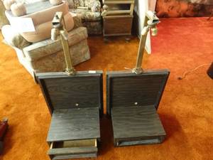 lot 33225 image: Wall mount night stands w lights
