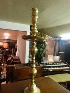 lot 33236 image: Tall brass candle holder