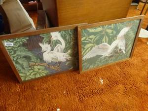 lot 33244 image: 2 framed wall art pcs of Cranes