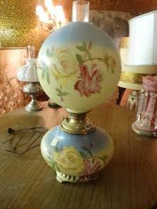 lot 33255 image: Awesome RARE & beautiful table lamp- converted to electric