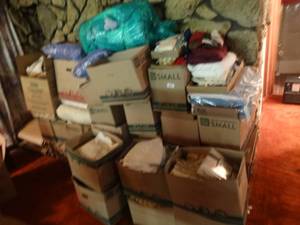 lot 33258 image: HUGE lot of various bedding sheets comforters towels & misc.