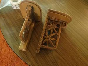 lot 33272 image: 2 carved wood wall shelf