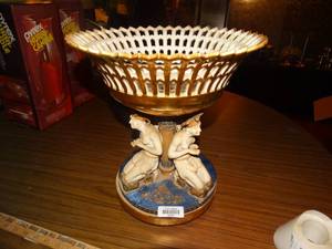 lot 33286 image: Antique porcelain figural fruit basket